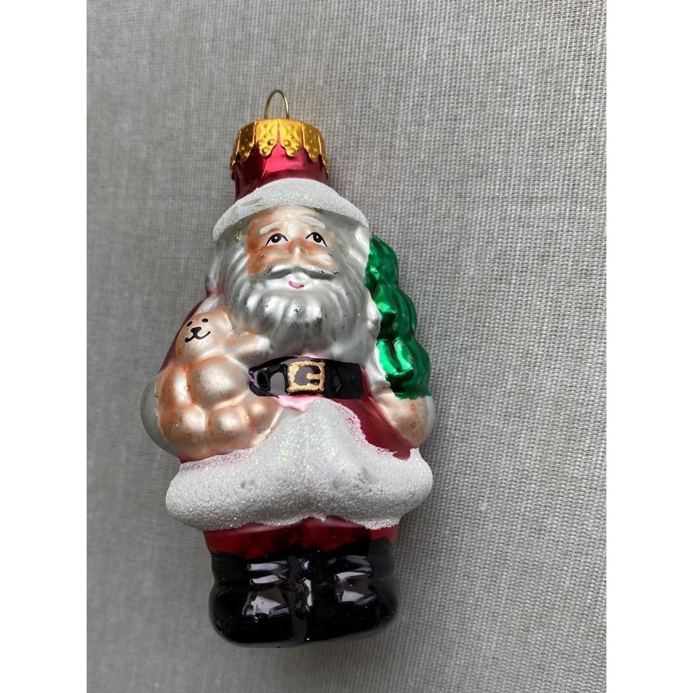 C & D Glass Ornament Santa Claus Small 3.5" Christmas Holiday Bear Tree sku25